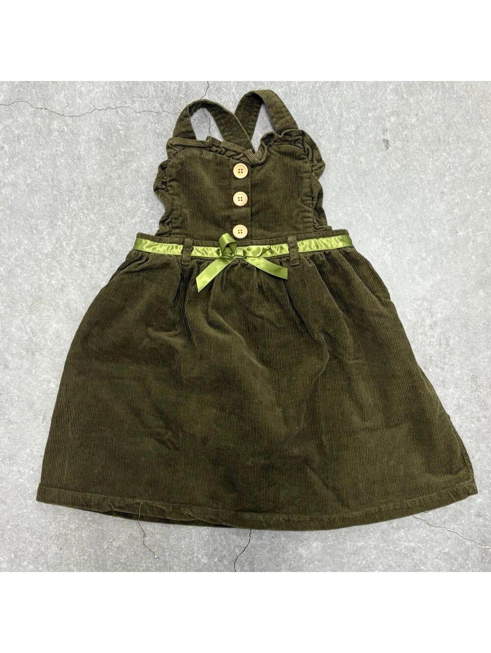 Blueberi Boulevard Green Corduroy Girls Dress